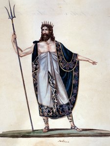 Neptunus - aquarel door Unknown artist