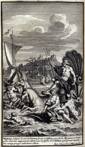 Neptunus, verontwaardigd over het zien van de Griekse krachten en daden, verlaat de zee om zich naar hun kamp te begeven en hun bijna volledig vernietigde moed op te wekken onder de gedaante van Calchas die hij dan aanneemt. Illustratie van boek XIII van d door Unknown artist