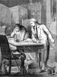 Nicholson en Carlisle ontleden water door de batterij van Volta, Londen 2 mei 1800