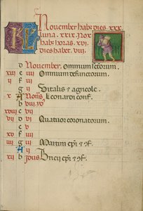 Kalenderpagina november; Hout verzamelen door Unknown artist