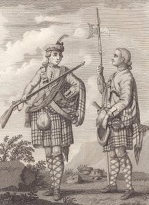 Officier (links) en sergeant van de 42e Highlanders—de Black Watch—ca. 1750