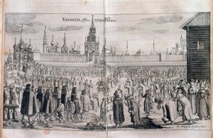 Officiële ceremonie met parade in het Kremlin van Moskou. Gravure uit de 17e eeuw. Russische bibliotheek door Unknown artist