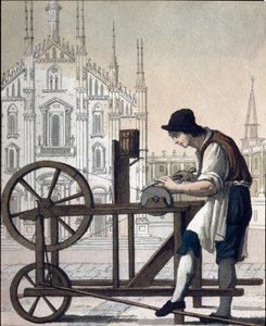 Oude ambacht: de messenslijper door Unknown artist