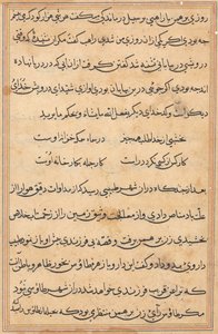 Pagina uit Verhalen van een Papegaai (Tuti-nama): tekstpagina door Unknown artist