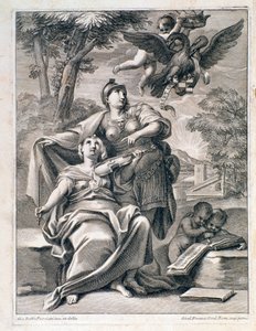 Pagina van frontispice van bladmuziek van Opus 1 (12 concerti grossi) door Pietro Locatelli (1695-1764) door Unknown artist