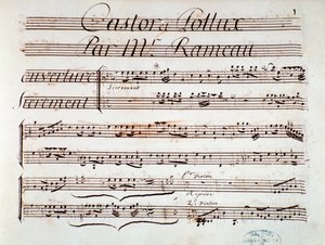 Pagina van muzikale partituur van Castor et Pollux, lyrische tragedie door Rameau (1737) door Unknown artist