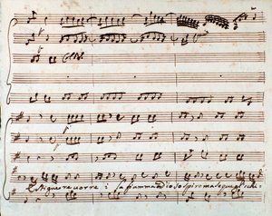 Pagina van de partituur van Estinguere vorrei aria in Griselda opera door Antonio Vivaldi door Unknown artist
