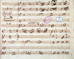 Pagina van de partituur van Estinguere vorrei aria in Griselda opera door Antonio Vivaldi door Unknown artist