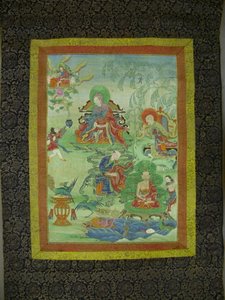Geschilderde banier (Thangka) uit een serie van zeven ter ere van Gayadhara, een Sakya Pandit uit India door Unknown artist