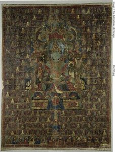 Geschilderde banier (Thangka) van Bon godheid Tonpa Shenrap door Unknown artist