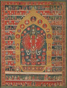 Geschilderde banier (Thangka) van de incarnatie van Avalokiteshvara van de regengod Rato Matsyendranatha door Unknown artist