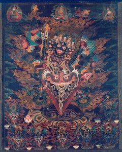 Geschilderde banier (Thangka) met Guru Dragpur, een toornige vorm van Padmasambhava door Unknown artist