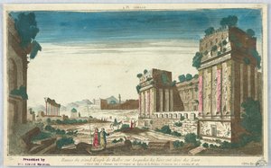 Kijkdoos, Balbec Pl. 4, Ruïnes van de Grote Tempel van Balbec waarop de Turken torens hebben gebouwd, 60 door Unknown artist
