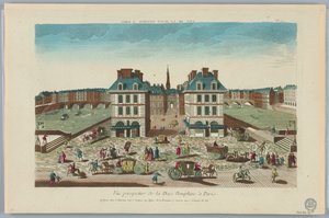 Kijkdoos, Vue Perspective de la Place Dauphine à Paris, No. 71 door Unknown artist