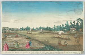 Kijkdoos, uitzicht op een van de buitenhuizen en een deel van het graafschap Burlington aan de Theems door Unknown artist