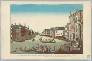 Kijkdoos, Uitzicht op het Grote Kanaal, het Balbori-paleis, de Realto-brug en het Condoles-feest in Venetië door Unknown artist