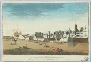Kijkdoos, Vue Perspective de la Ville de Cadiz du Cote du Port door Unknown artist
