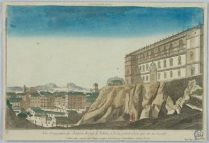 Kijkdoos, Vue Perspective du Chateau Royal de Tolede, et de la Grande Place Qui Est Au Devant door Unknown artist