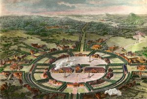 Perspectiefweergave van de Koninklijke Zouten van Arc en Senans nabij Chaux door Unknown artist