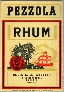 Pezzola rum alcoholadvertentie (eind 19e eeuw)