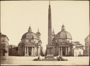 Piazza del Popolo genomen vanaf de poort (Rome) door Unknown artist