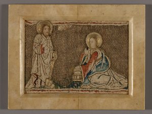 Afbeelding (waarschijnlijk van een Orphrey Band met Christus voor Maria Magdalena)