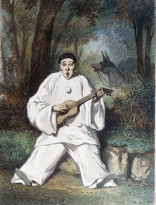 Pierrot speelt gitaar - n.d., eind 19e eeuw door Unknown artist