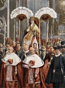 Paus Leo XIII (Leone 13) (Gioacchino Pecci 1810-1903) in de Basiliek van Sint-Pieter in Rome. door Unknown artist