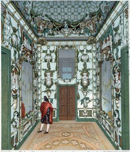 Porseleinen salon van het Koninklijk Paleis van Madrid. 18e-eeuwse gravure. Parijs, Decoratieve Kunsten door Unknown artist