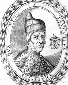 Portret Paoluccio Anafesto (697-717). Eerste Doge van Venetië. door Unknown artist