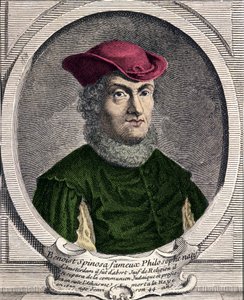 Portret van Baruch Spinoza (1632-1677), Nederlandse filosoof. Ook bekend als Bento de Espinosa of Benedictus de Spinoza of Benoit de Spinoza. Gravure uit de 18e eeuw