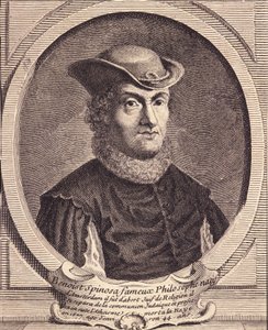 Portret van Baruch Spinoza (1632-1677), Nederlandse filosoof, ook bekend als Bento de Espinosa of Benedictus de Spinoza of Benoit de Spinoza. Gravure uit de 18e eeuw. door Unknown artist
