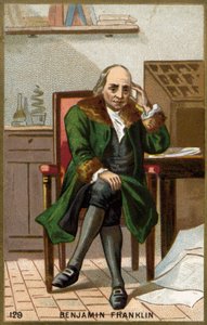 Portret van Benjamin Franklin (1706 - 1790), Amerikaanse politicus, memoireschrijver, pamflettist en natuurkundige door Unknown artist