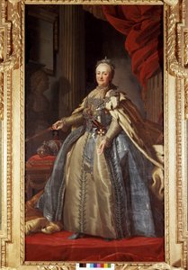 Portret van Catharina II (1729-1796), keizerin van Rusland, bewaard in het Drottningholm Paleis in Stockholm. door Unknown artist