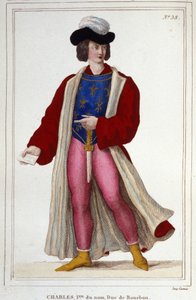 Portret van Karel I van Bourbon 1401-1456. Gravure van 1830