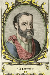 Portret van Claude Galien (Claudio Galeno of Claudius Galenus of Galen, ca. 131 - ca. 201), Griekse arts. 18e-eeuwse gravure