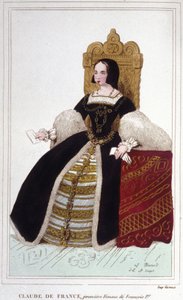 Portret van Claude de France (1499 - 1524) vrouw van François I, koning van Frankrijk. Gravure uit 1830 door Unknown artist