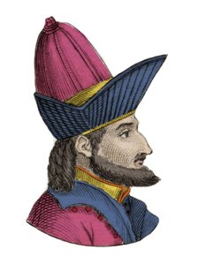Portret van Constantijn XI (of XII) Paleoloog, bekend als Dragases (Constantijn XI Palaiologos) (1404-1453), Byzantijnse keizer. Gravure uit de 19e eeuw. door Unknown artist
