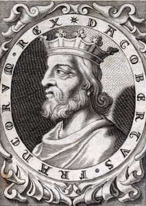Portret van Dagobert I (? - 639), koning van de Franken, Dynastie van de Merovingen. Gravure van de 18e eeuw