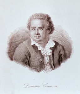 Portret van Domenico Cimarosa (1749-1801) Italiaanse componist Gravure. 18e eeuw. Milaan, biblioteca del conservatorio door Unknown artist
