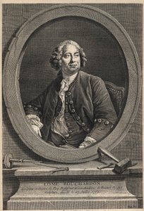 Portret van Edme Bouchardon (1698-1762), Franse beeldhouwer en tekenaar - gravure van 1776 door Unknown artist