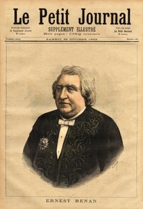 Portret van Ernest Renan (1823-1892), schrijver, filoloog, filosoof en historicus. Populaire auteur van 