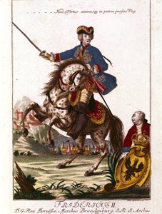 Portret van Frederik II van Pruisen (1712-1786) bekend als Frederik de Grote. Gravure uit de 18e eeuw. door Unknown artist