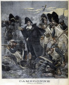 Portret van generaal Cambronne (1770 - 1842) tijdens een gevecht. Illustratie van 