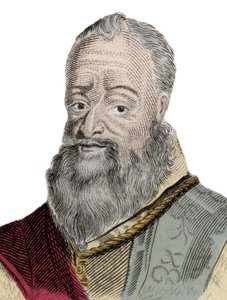 Portret van Henri Percy (Henry Percy) (1564-1632), 9e Graaf van Northumberland, bijgenaamd de Tovenaar Graaf, gevangengezet voor zijn deelname aan de Kruit Samenzwering (1605). Gravure uit de 19e eeuw