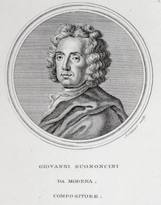 Portret van de Italiaanse barokcomponist en cellist Giovanni Battista Bononcini