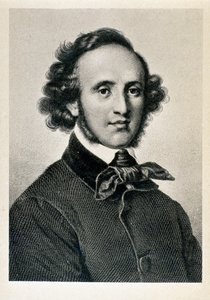 Portret van Jakob Ludwig Felix Mendelssohn Bartholdy, Duitse dirigent en componist. Lithografie van de 19e eeuw, Biblioteca del Conservatorio Giuseppe Verdi, Milaan door Unknown artist