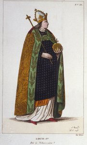 Portret van Lodewijk I de Vrome (778 - 840), Keizer van het Westen (gravure 1830) door Unknown artist