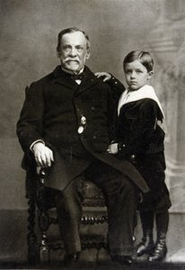 Portret van Louis Pasteur (1822 - 1895) en zijn kleinzoon Louis Pasteur Vallery-Radot in 1893