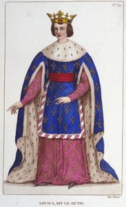 Portret van Lodewijk X de Hutin (1289 - 1316), Koning van Frankrijk gravure uit 1830 door Unknown artist